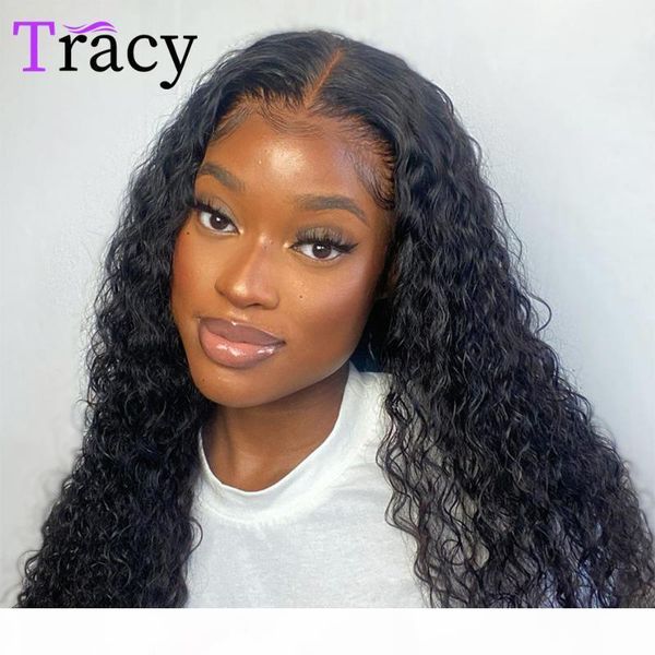 

water wave lace closure human hair wig 4x4x1 lace wig with baby hair pre plucked women brazilian remy closure t-part wigs, Black;brown