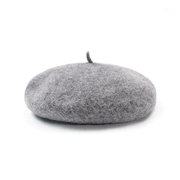 

berets 2021 autumn winter solid warm cotton octagonal hats for women and girl painter hat beanie cap 23, Blue;gray