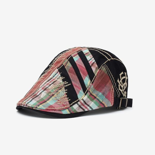 

backpack classic beret men's stitching fabric plaid cap fashion embroidery