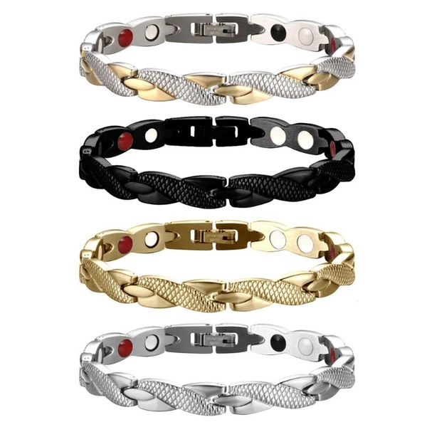 

link, chain twisted dragon pattern healthy care magnetic magnet bracelet for women power therapy magnets bracelets bangles men, Black