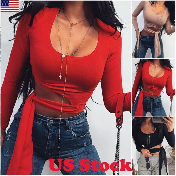 

women bandage long sleeve square neck blouse shirt ladies clothing, White