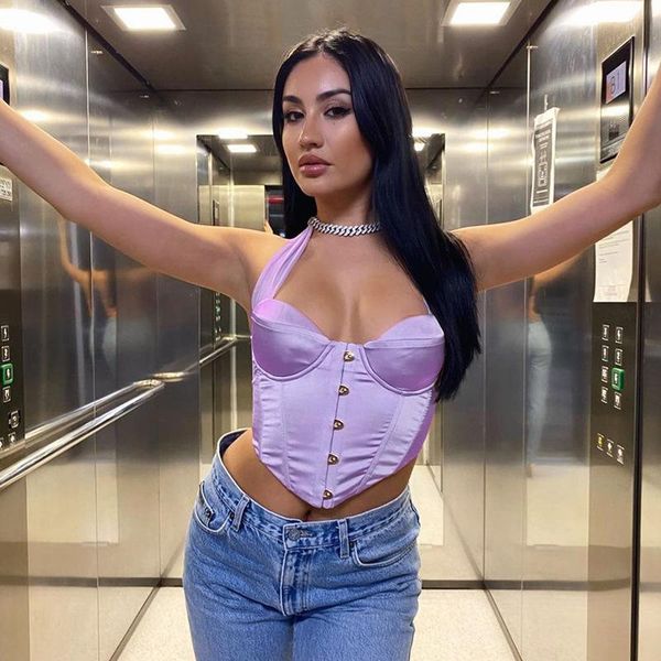 

women's tanks & camis summer women solid v-neck night club backless slim short zipper halter, White