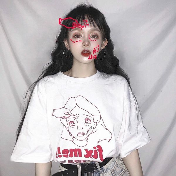 

women's t-shirt korean loose girl summer short sleeve women white funny t shirts