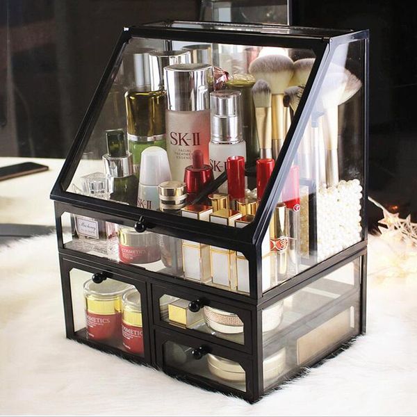 

bathroom storage & organization multifunctional cosmetics box skin care product rack beauty makeup brush bucket cosmetic finishing cabinet