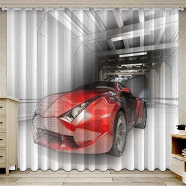 

curtain & drapes 3d sports car windows curtains for living room kids beautiful scenery blackout ultra-thin micro shading custom