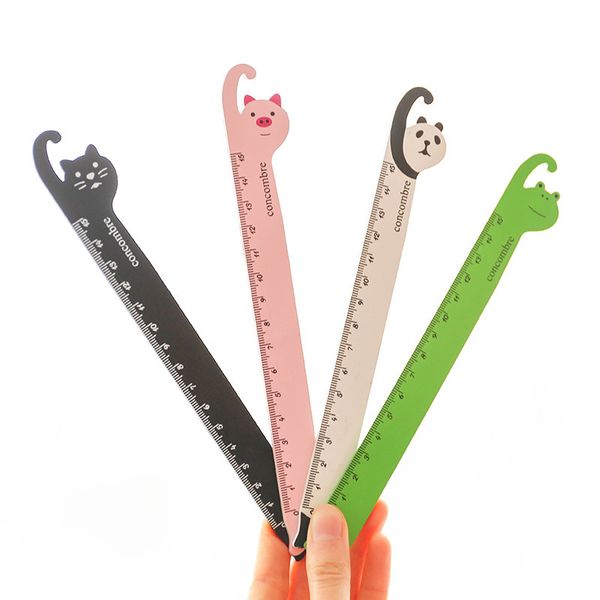 

cute animal shape cat head wood linear measurement drawing army student stationery straight heersers bookmark office painting