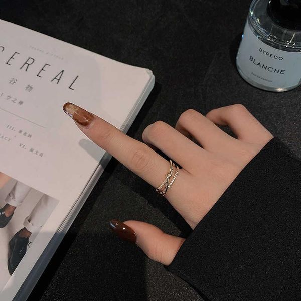 

wedding rings arrival jewellery genuine light luxury cross knot minority exquisite inlaid diamond design girl ring for women, Slivery;golden