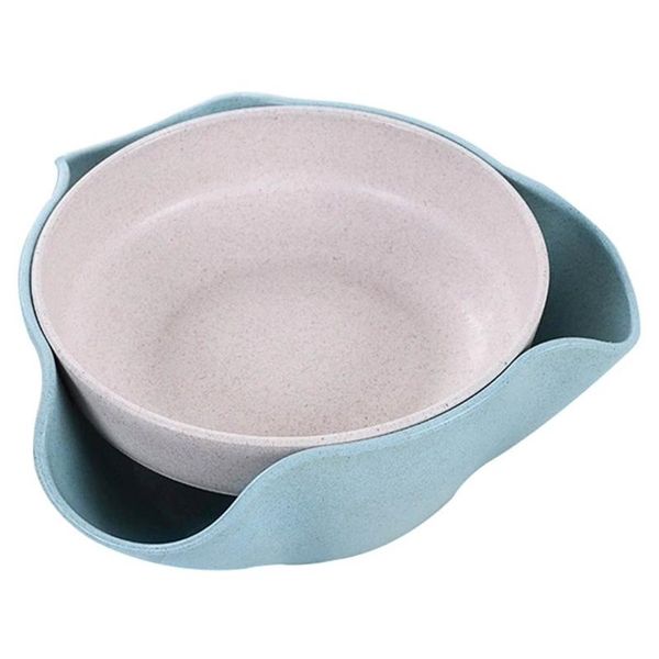 

bowls 1 pc double dish nut bowl plates wheat straw dual-purpose fruits storage snack pink and blue 2 colors to choose