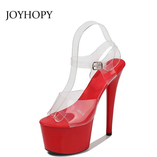 

dress shoes korean style 17cm high heels platform women transparent upper sandals summer plus size woman crystal ws0101, Black