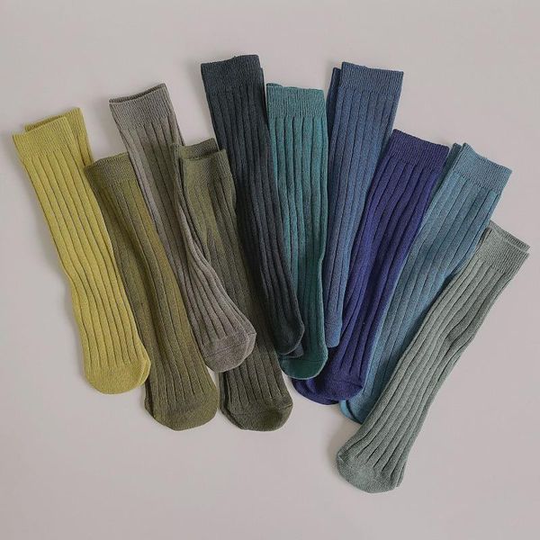 

socks children cotton knee high for school girls boys kids toddlers teen woman's baby cute funny kawaii white tube long sock, Pink;yellow