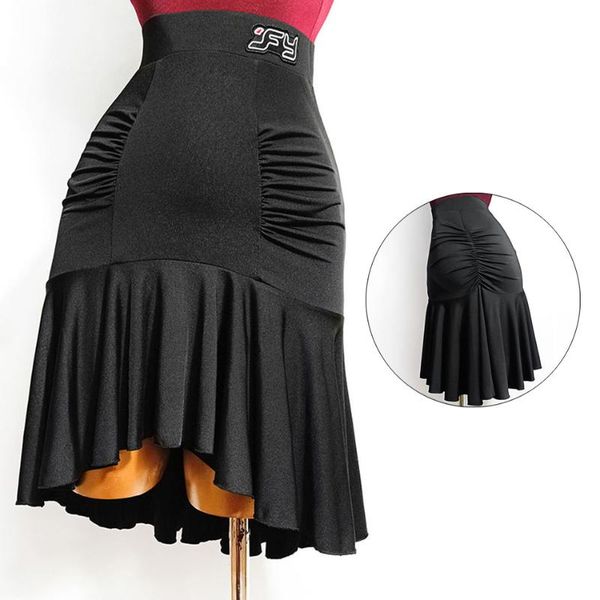 

stage wear 2021 latin dance dress women wrinkle and lotus design skirt samba tango chacha belly dancing performamnce tl588, Black;red