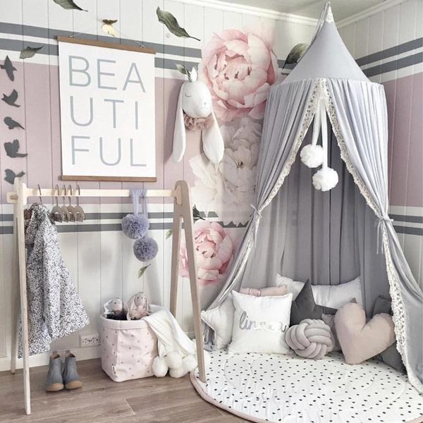 

sale kid baby bed canopy bedcover nordic style princess lace kids baby bed room canopy mosquito net curtain bedding dome tent