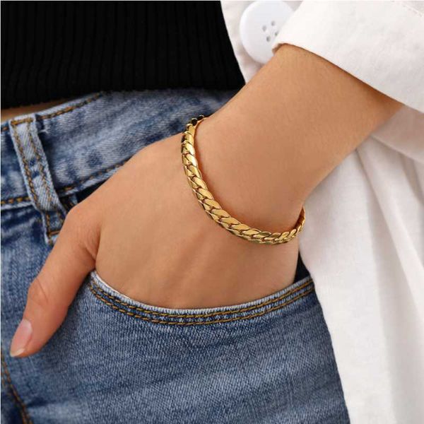 

link, chain 316l stainless steel fashion fine jewelry hip-hop punk 7mm width thick geometric titanium beaded bracelet for men gift, Black