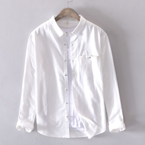 

2021 new arrival men's casual cotton long sleeve solid shirt men fashion white spring shirts male brand chemise zrkq