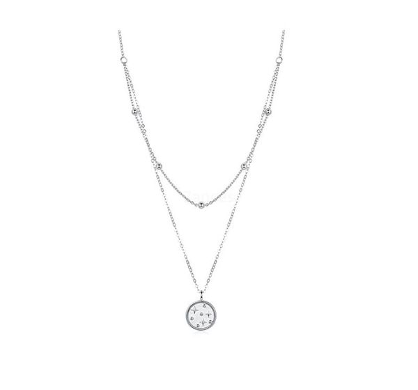 

double layer coin necklace for women starry 925 sterling silver bead chain star necklaces female fine jewelry, Golden;silver