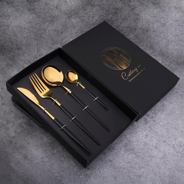 

stainless steel dinnerware silverware dinner knife fork spoon 4pcs gift set