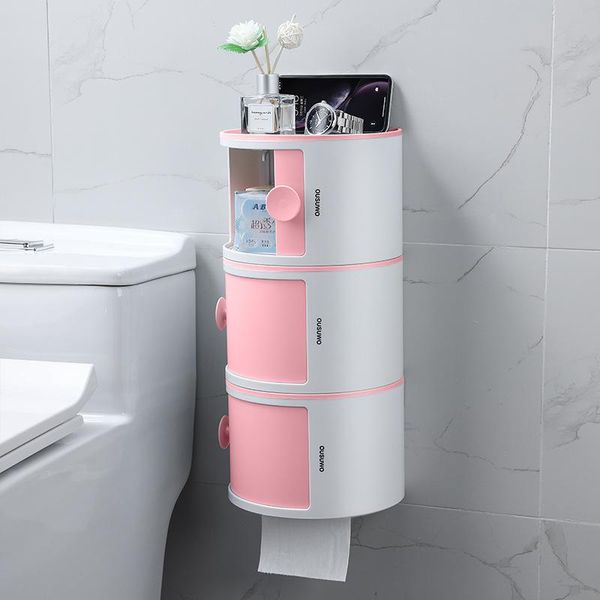 

toilet paper holders bathroom tissue box makeup storage hole-creative waterproof chart drum rack towel holder