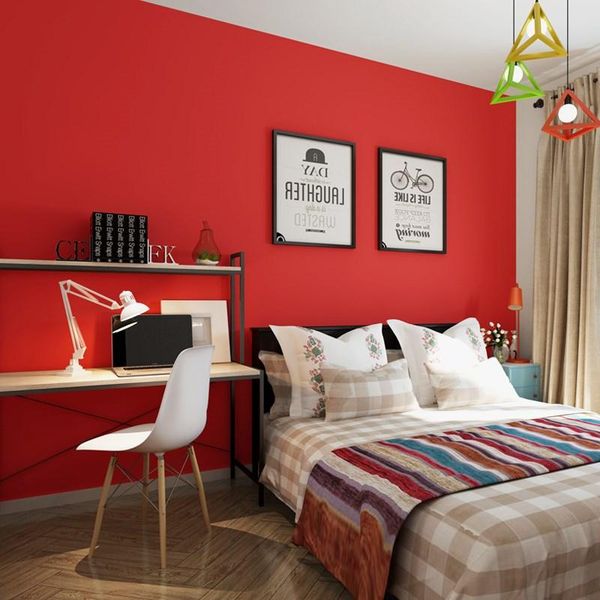 

wallpapers non-woven wallpaper waterproof and stain-resistant red solid color for bedroom living room office kitchen wall papers