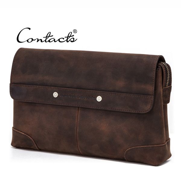 

black angel crazy horse cowhide men's multi functional leather hand bag