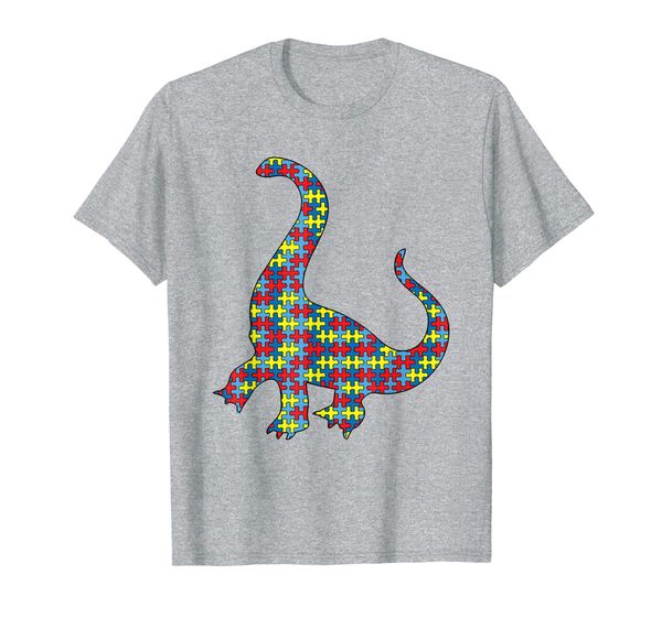 

dinosaur autism awareness kids t-rex puzzle day mom gift t-shirt, White;black