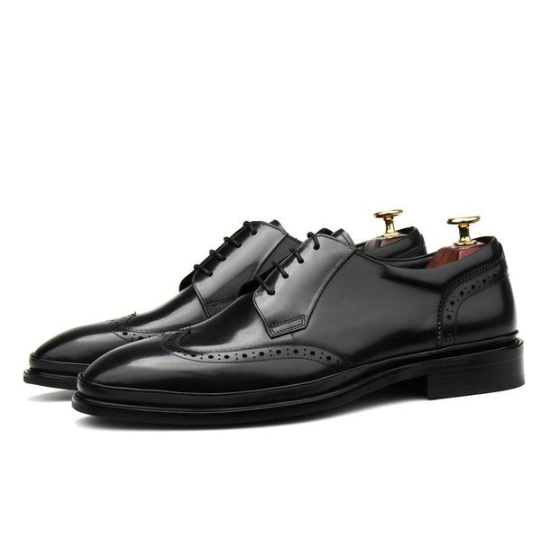 

dress shoes large size eur45 black / goodyear genuine leather mens oxfords business