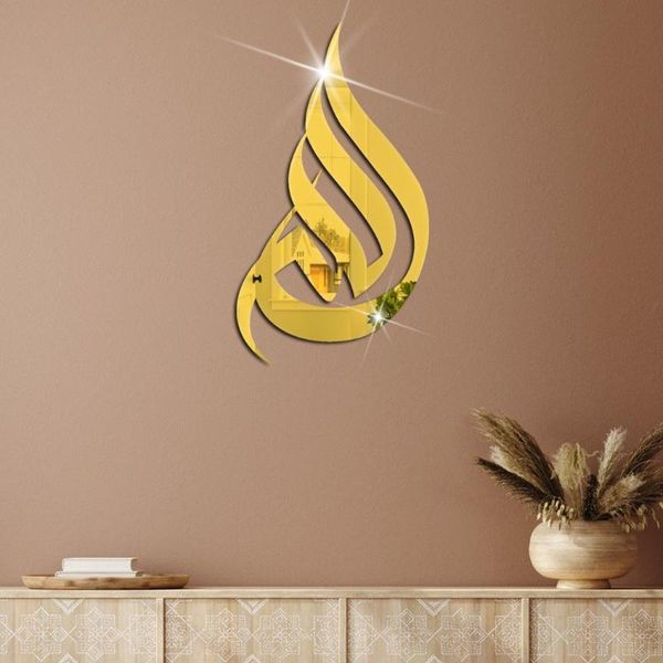 

wall stickers 3d acrylic muslim mirror sticker removable home room decal decor diy living decoration