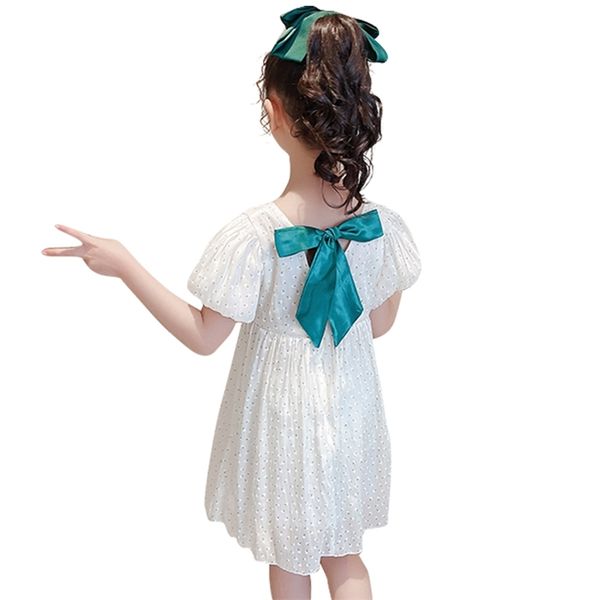 

girls summer dress floral pattern big bow children casual style costumes kids 210527, Red;yellow