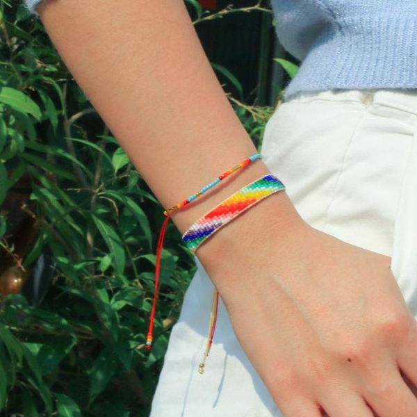 

charm bracelets fashion rainbow miyuki gift for women pulseras 2021 boho friendship bracelet trendy colorful beads wrap femme jewelry, Golden;silver