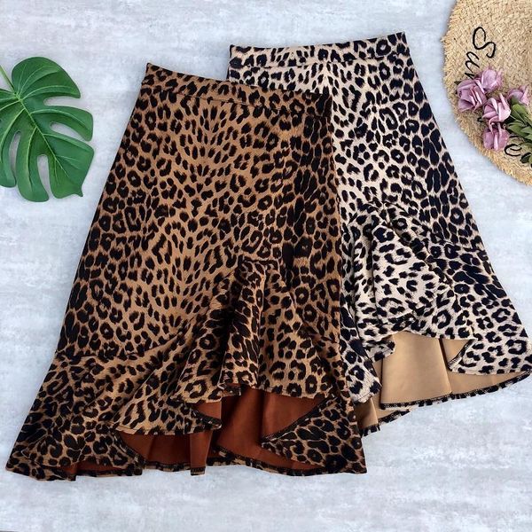 

skirts 2021 leopard skirt print summer club party irregular cut tight short pencil empire mini women's fashion, Black