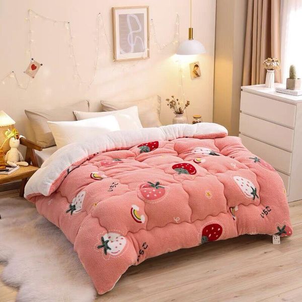 

comforters & sets lamb double-faced velvet quilt thicken warm autumn winter comforter home luxury single double blanket soft duvets