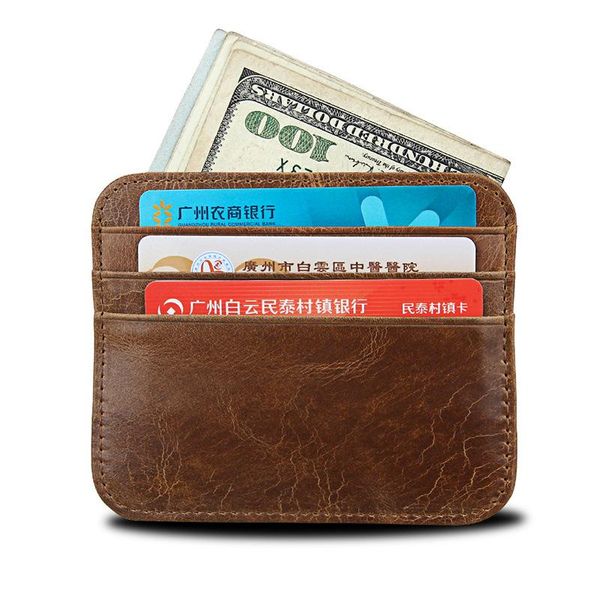 

card holders retro crazy horse carder holder rfid anti-theft bag coin purse money pocket, Brown;gray