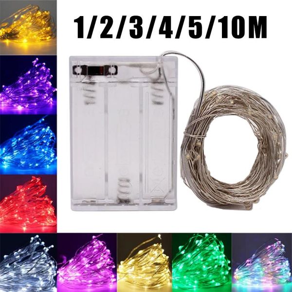 

1m-10m battery led string lights copper silver wire garland light waterproof fairy lights for christmas wedding party decoration