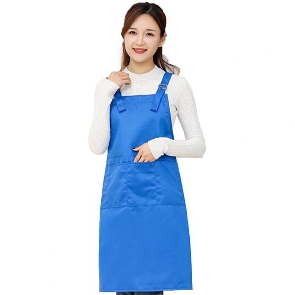 

adjustable solid color anti-oil housework cooking apron with pockets household cleaning tools 2021