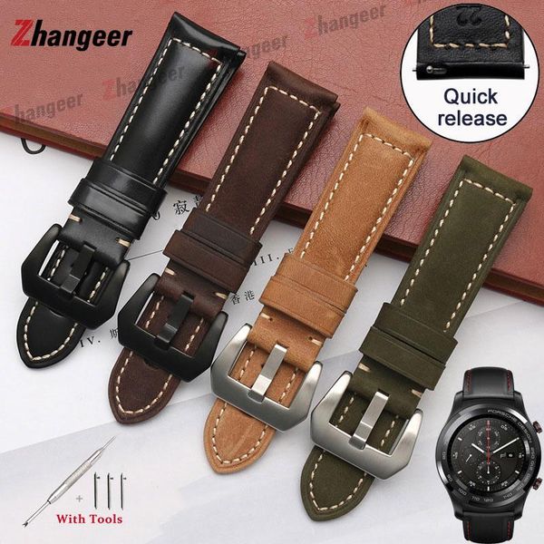 

watch bands retro handmade crazy horse genuine leather for samsung gear s3 s2 20mm 22mm quick release universal strap, Black;brown