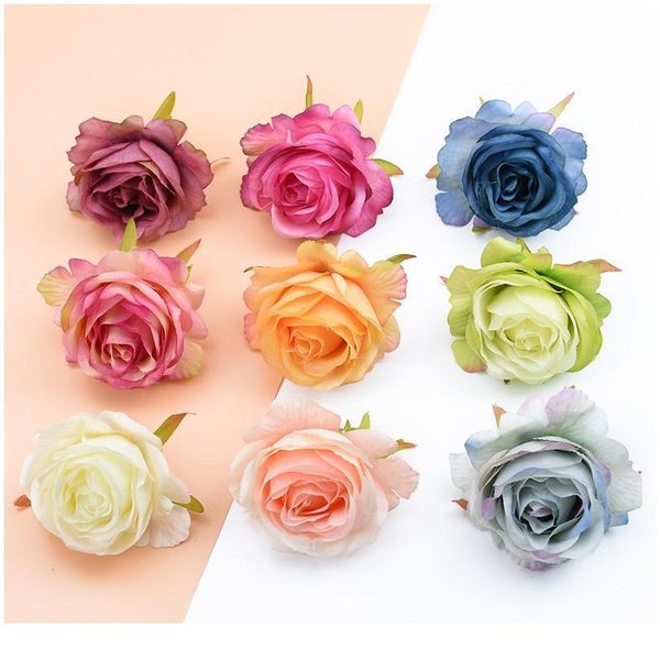 

6cm silk roses flower wall scrapbooking artificial plants decorative flowers wreaths diy gifts box home wedding decor ne qylthr