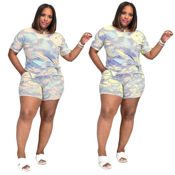 

women's tracksuits european o neck printing two 2 piece set tracksuit outfit ladies short sleeve matching, Gray