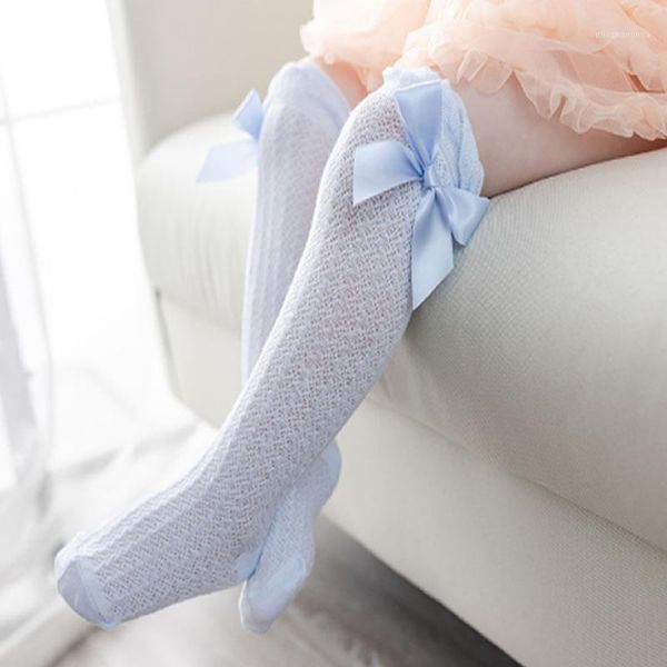 

socks baby summer thin bow mesh anti-mosquito knee length boneless loose prince cute1, Pink;yellow