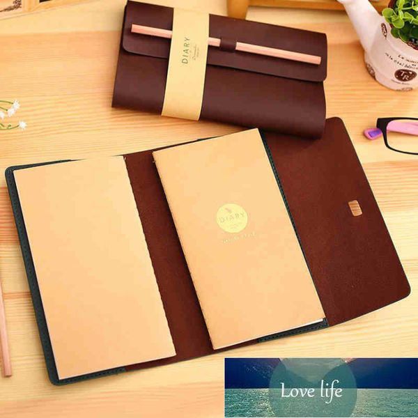 1 couro pu capa + 2 notebook + 1 lápis de madeira papelaria retro escritório negócio nota livro em branco diary papel viajante bloco de natação preço de fábrica de oferta