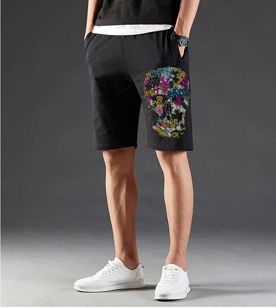 

2021 summer men hip hop fashion new male mens solid drill short pants rhinestones style 4r1z, White;black