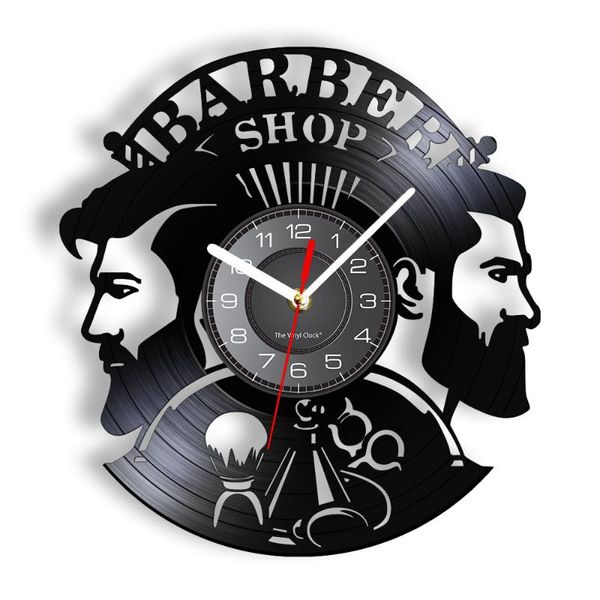 

wall clocks barber shop hair cutting record clock shave hairdressing for man club decor professional trimmer art watch
