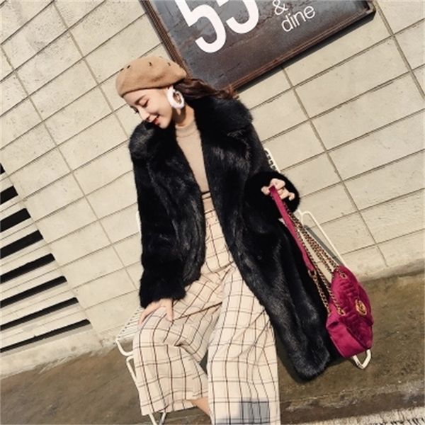 

new high-end style of fashion faux fur coat 17s33 buyz, Black