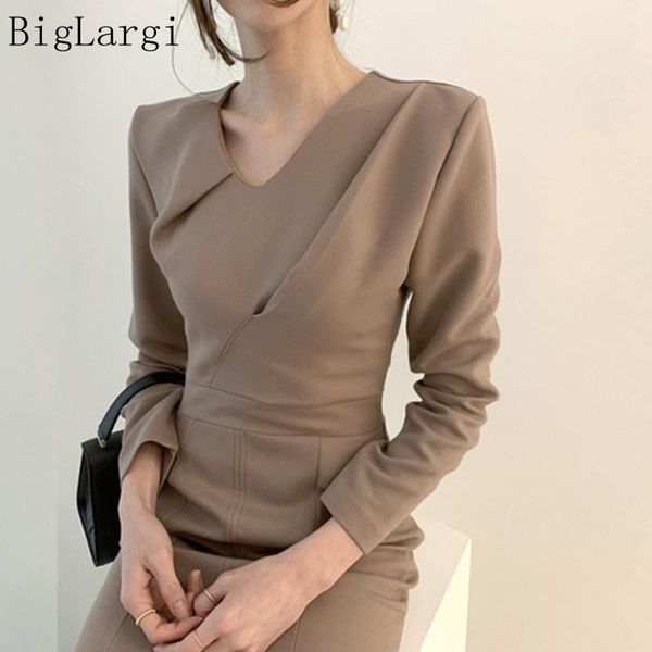 

casual dresses long sleeve ruffle dress women spring autumn v-neck office korean woman vestidos ladies arrival 2021, Black;gray