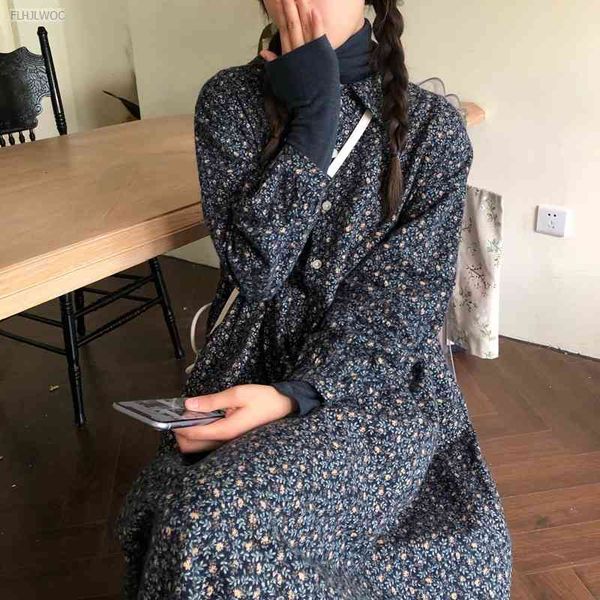 

casual dresses japan style women retro vintage feminine vestidos loose plus size floral print long peter pan collar cute cotton n9, Black;gray