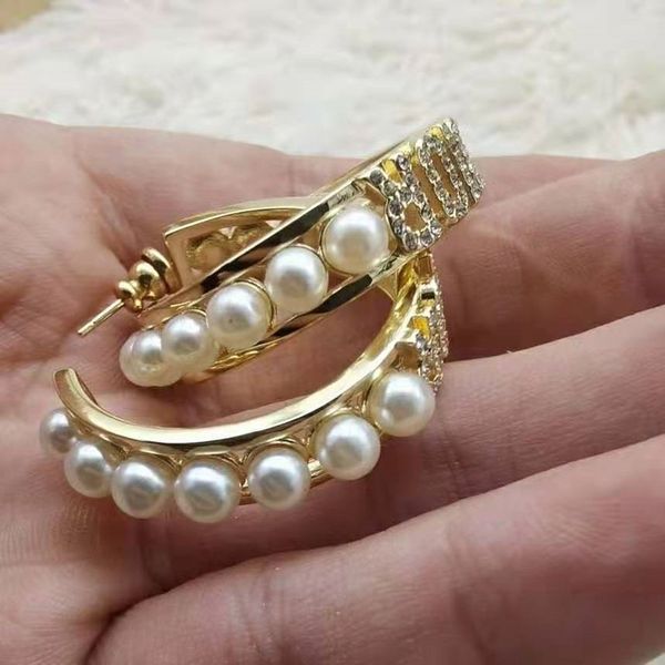 

designer jewelry family new fashion inlaid pearl earrings, Golden