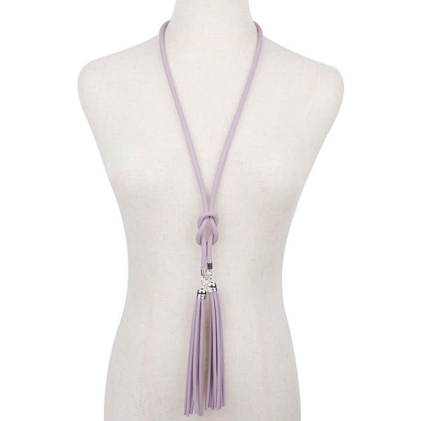 

pendant necklaces handmade long neck chain tassel boho chic purple cord tassels for jewelry goth womens aesthetic necklace gift, Silver
