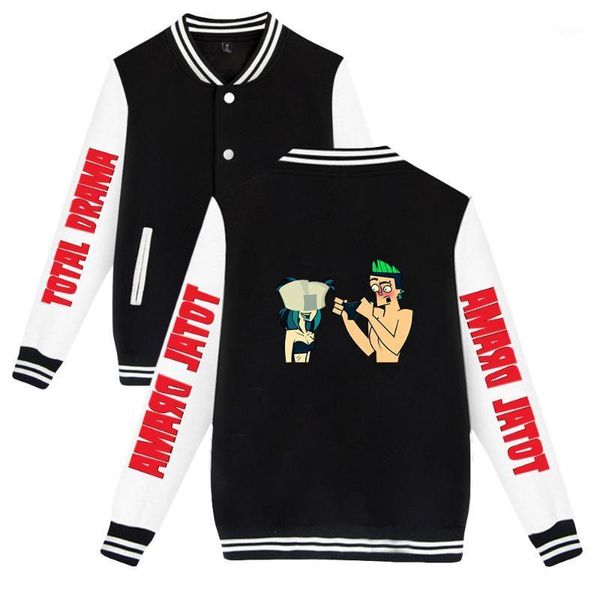 

men's jackets 2021 total drama 2d print baseball sweatshirt casual jacket men/women clothes, Black;brown