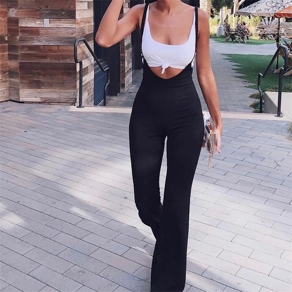 

missord 2021 casual wrapped chest strapless solid color jumpsuit tight-fitting one-piece suit ft19280 210317, Black;white