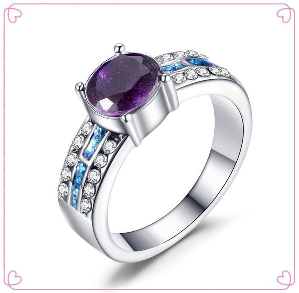 

wedding rings gold ring classic delicate dazzling inlaid zircon opal temperament female hand jewelry, Slivery;golden