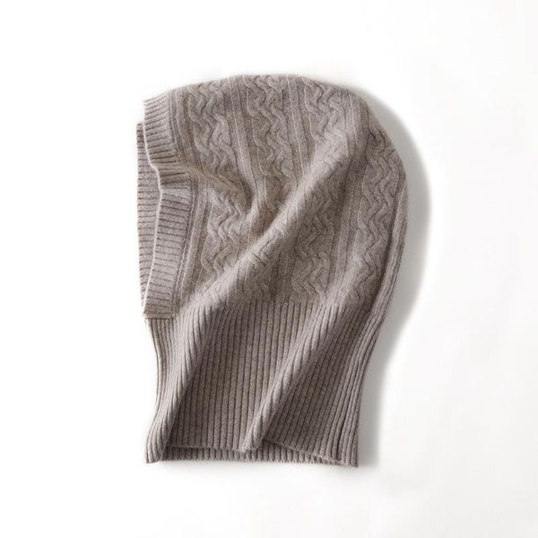 

beanies winter girl knitted cotton wool hooded neck collar cap head drawstring thick beanie men women hoodie adjustable elastic warm hat