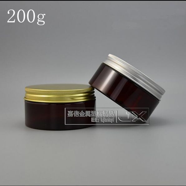 

200g/ml drown plastic empty short bottles jar with golden silver screw lid cream honey empty cosmetic containers